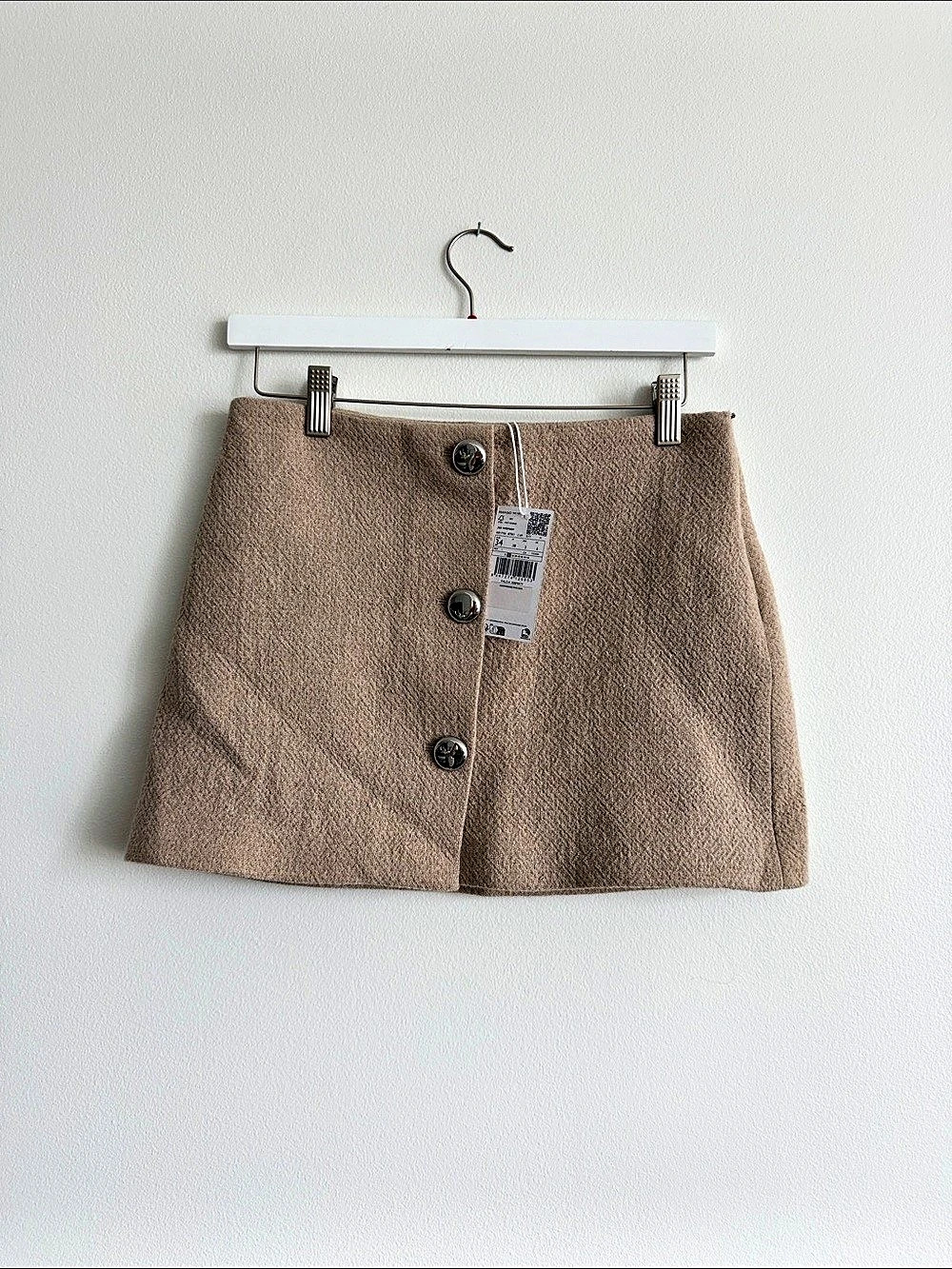 Mango Button detail miniskirt Mini Skirt in Brown Size 34 NWT